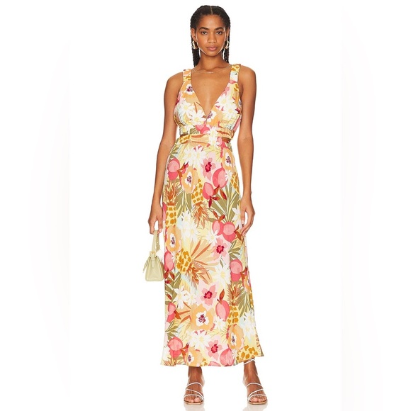 REVOLVE x MINKPINK  Domenica Cut Out Maxi Dress in Tropical Sundress size M - Picture 1 of 8
